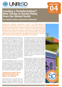 Leading a Transformation? New Trends in Social Policy from the Global South—An UNRISD Global Research Workshop
